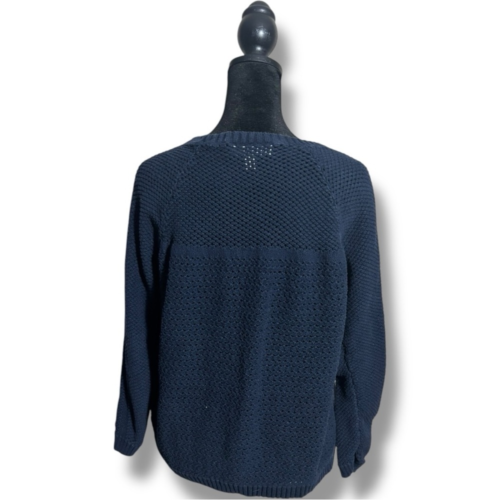 Michael Kors Knit 3/4 Sleeve Lightweight Cotton Comfy Classic Navy Blue Sweater - Picture 6 of 16